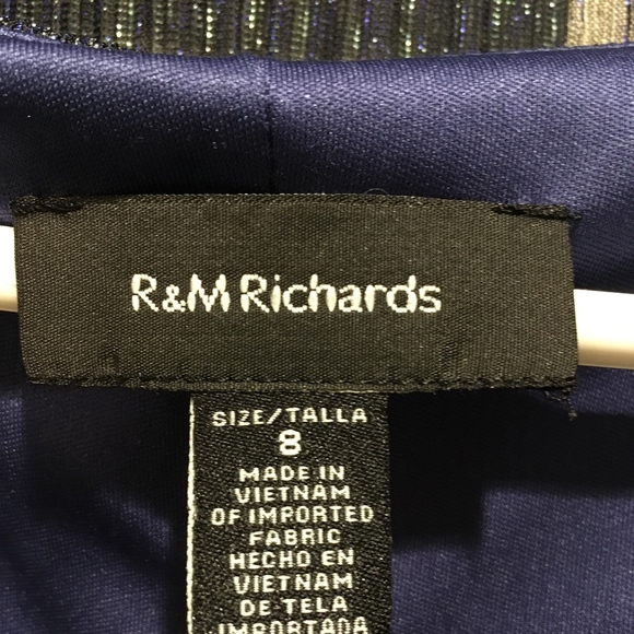 R&M Richards evening dress, blue and sliver - Picture 7 of 8